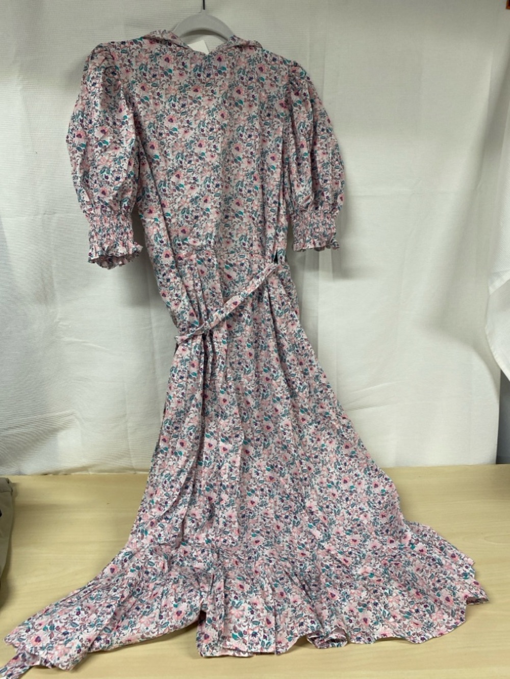 Floral Cross stitch Wrap Maxi Dress with Puff Sleeves - Picture 8 of 8
